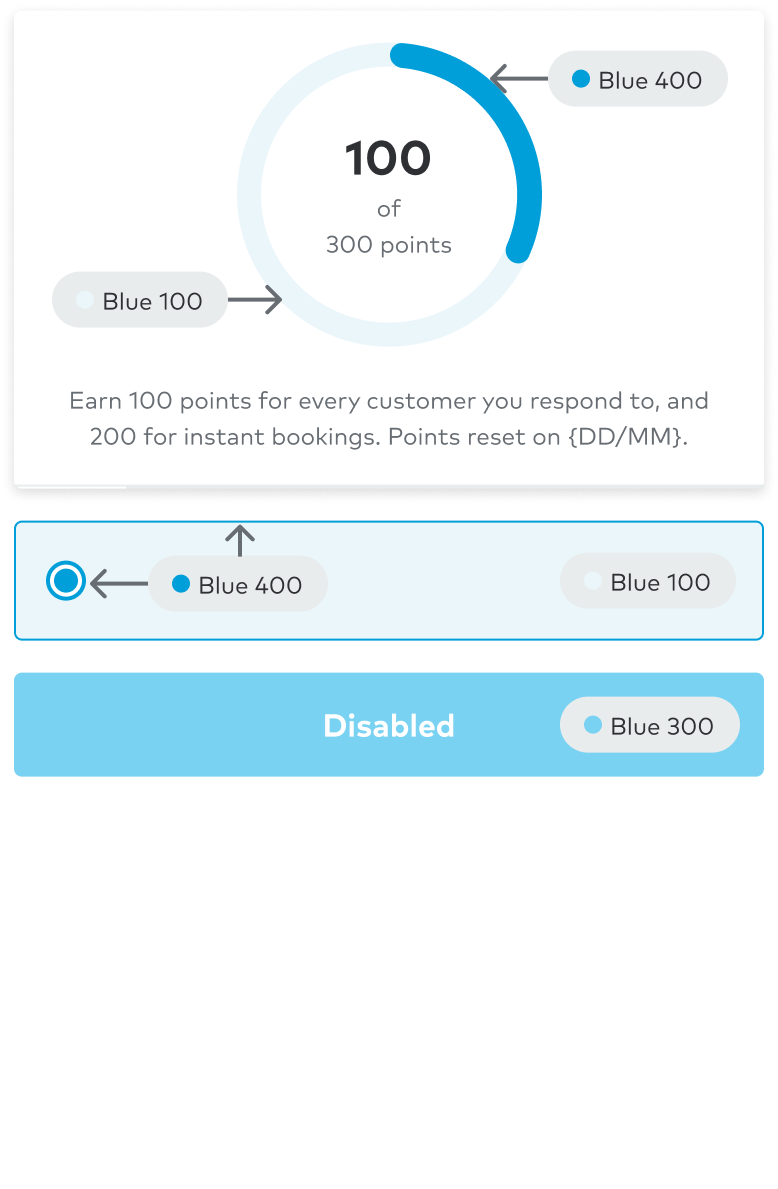 user interface example where blue colors are applied